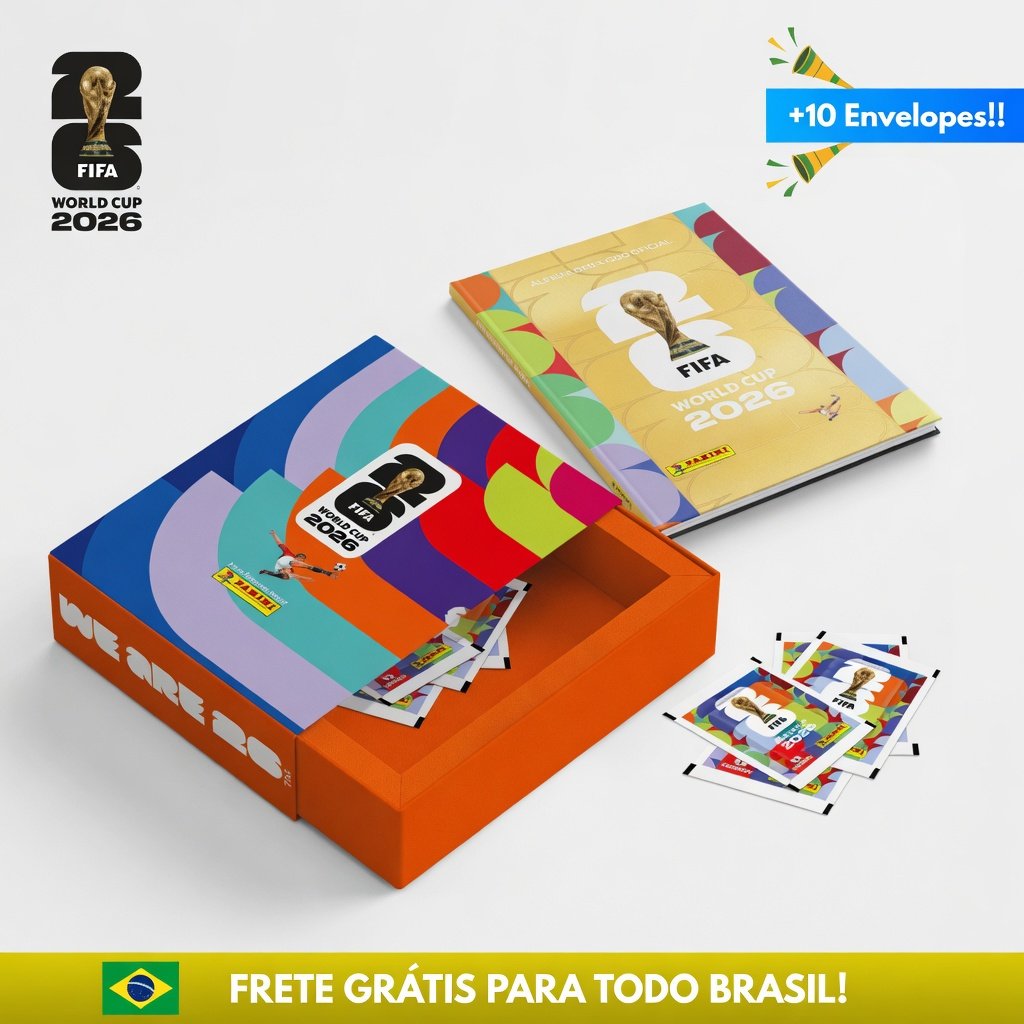 Album Oficial Copa do Mundo 2026 Capa Dura + Box e Envelopes