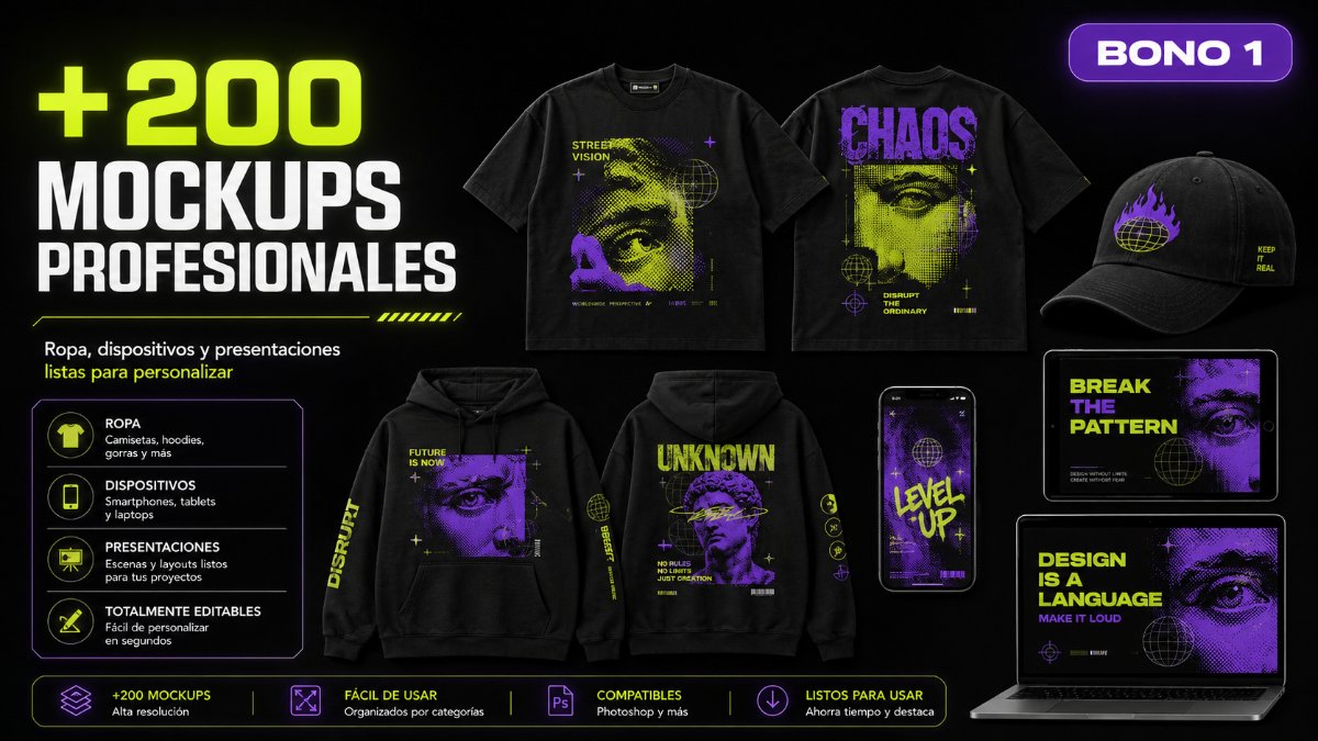 +200 Mockups Profesionales