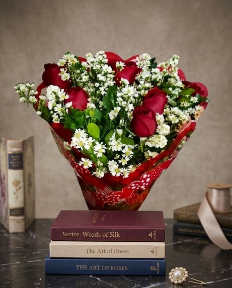 Bouquet com 6 rosas vermelhas