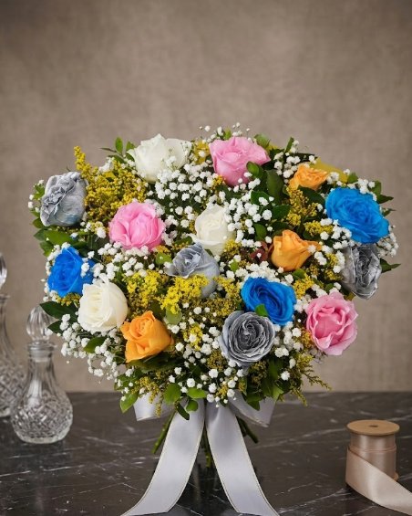 Bouquet com 16 rosas coloridas