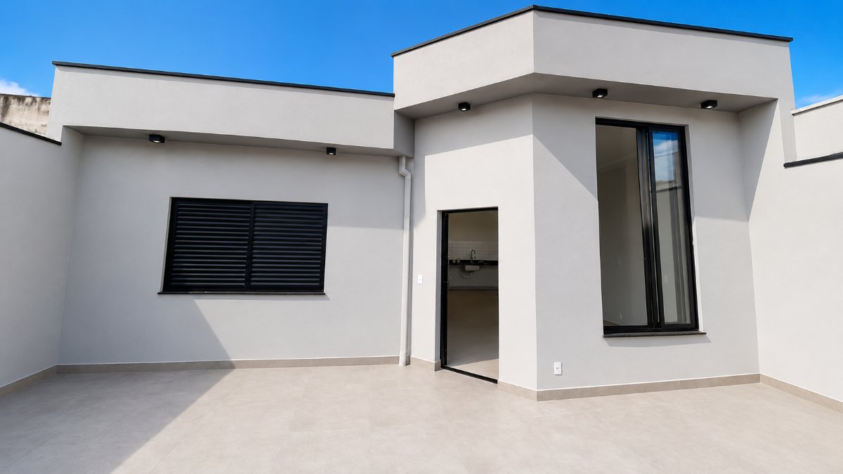 Área externa integrada com entrada para a cozinha