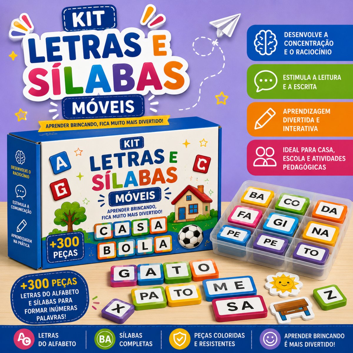 KIT LETRAS E SÍLABAS MÓVEIS